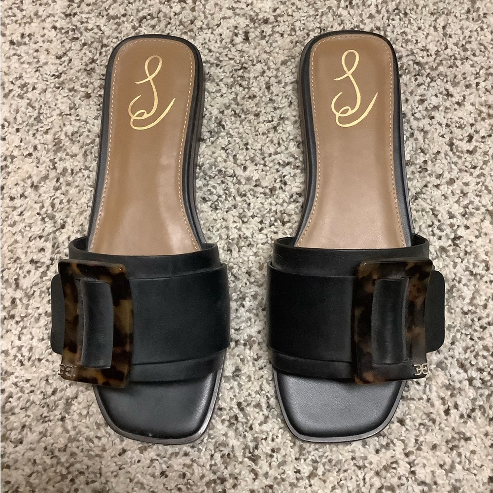 Sam Edelman Black Leather Sandals Sleek Minimalist Design